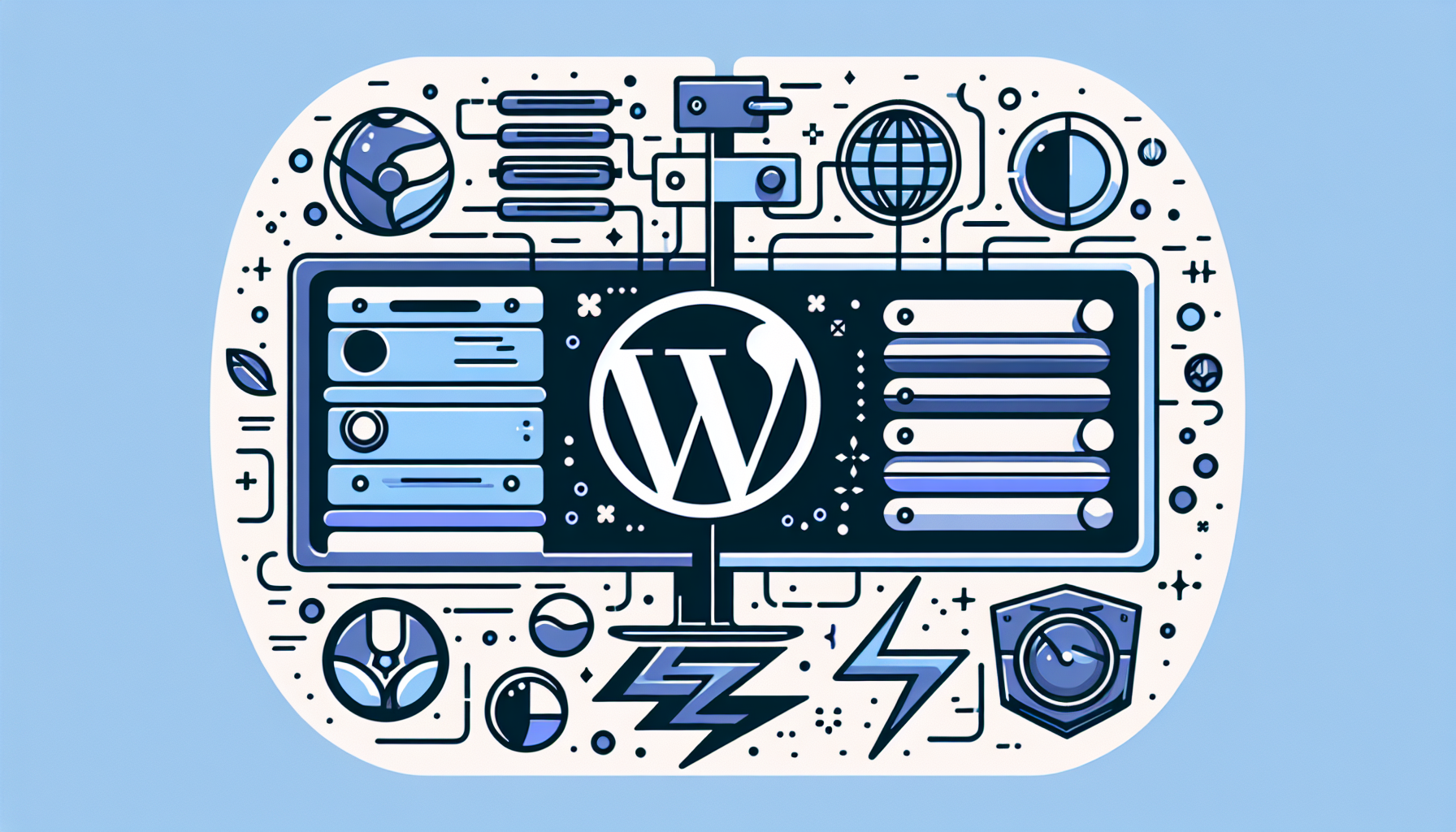 WordPress logo connected to hosting provider logos
