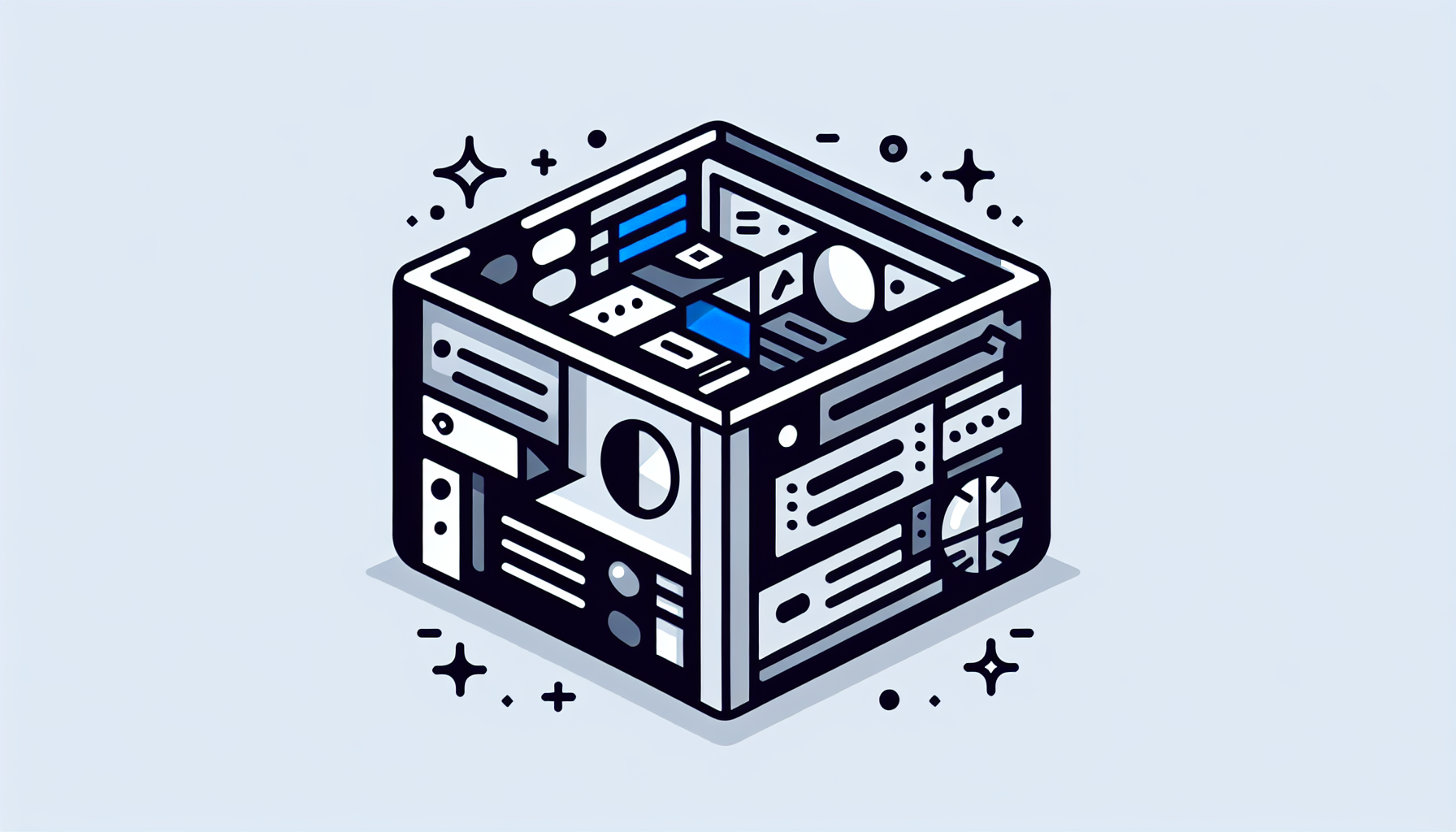 Elementor square container with design elements